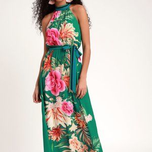 Lulus Tropical Print Maxi Dress XS
